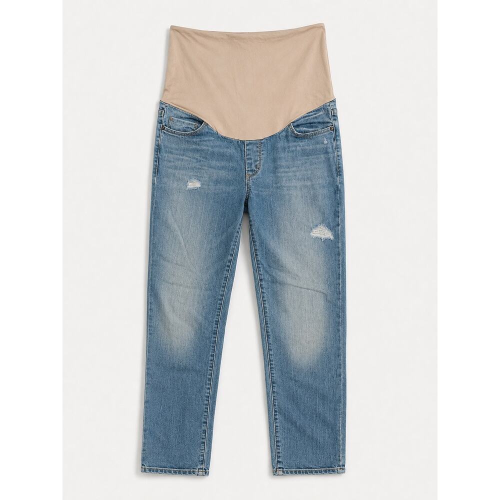 Ann Taylor LOFT Jeans Light Wash Distressed Over Belly Denim Pants Size 8